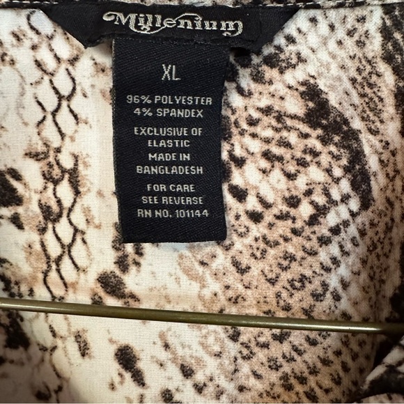 Millenium Dress Animal Print Shift Elastic Tie Waist Snakeskin  3/4 Sleeve Sz XL - Picture 8 of 11